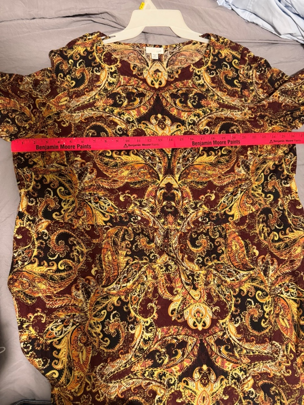 J. Jill Burgundy and Gold Paisley A-Line Long Sleeve Tunic Dress Size 2X - Picture 8 of 8